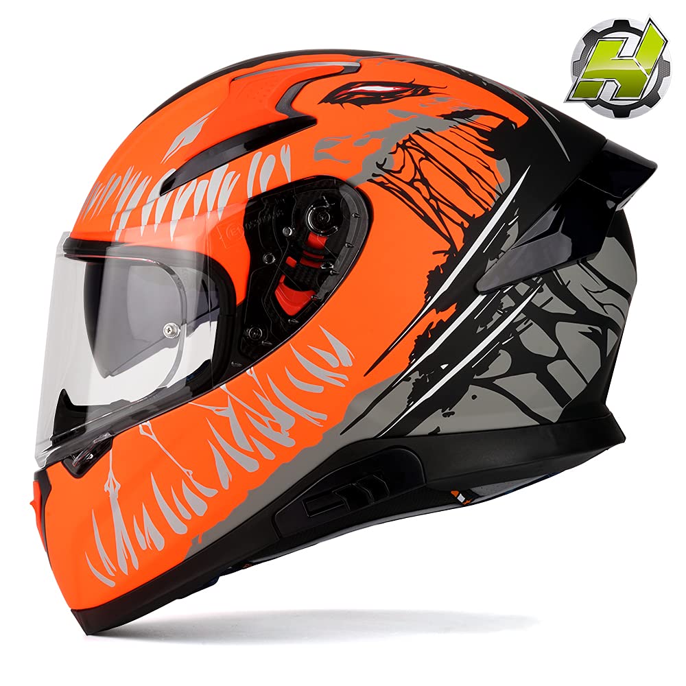 Buy DOT Approved HAX Full Face Motorcycle Helmet with Dual Rear Wing