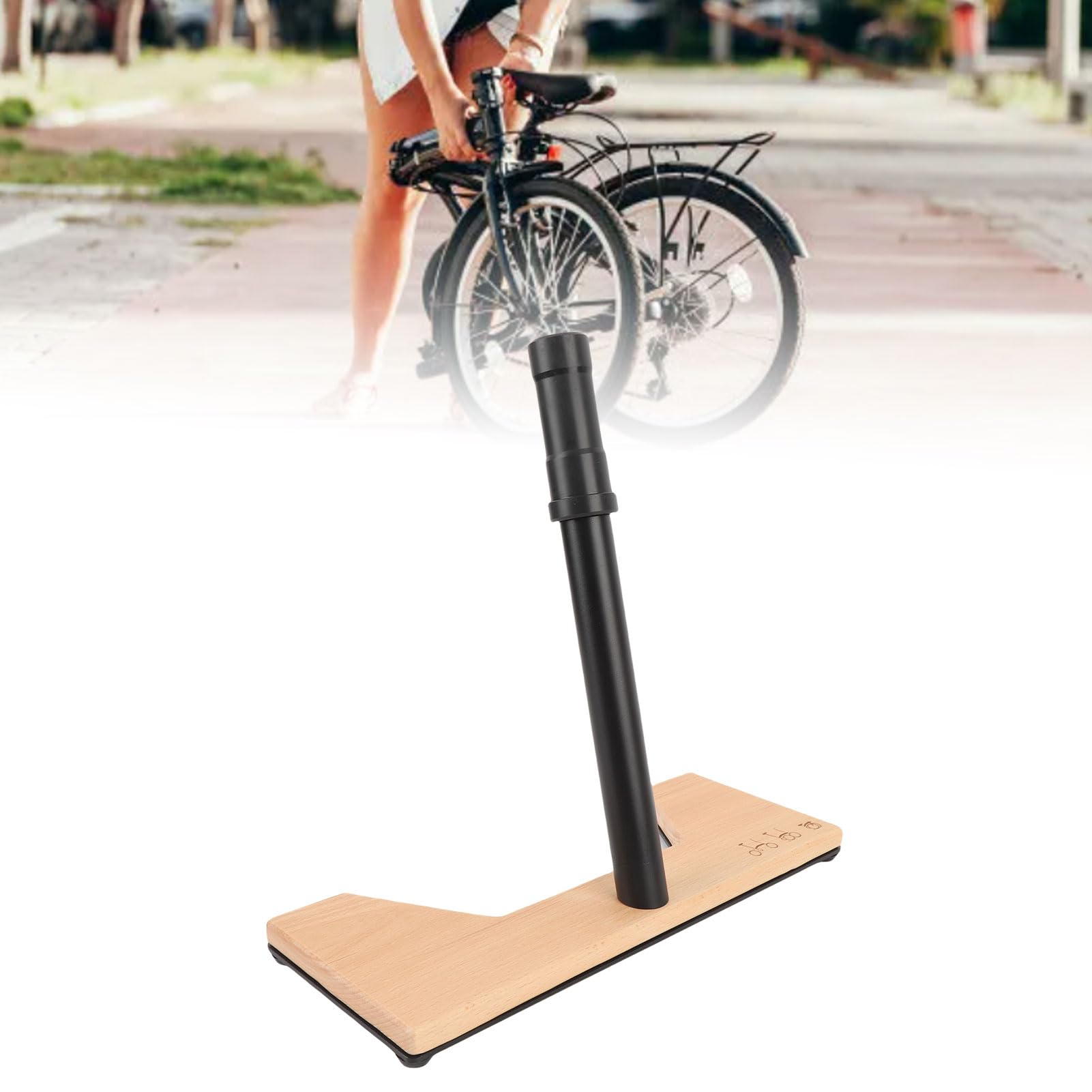 Tbest Portabici Pieghevole in Legno Massello Espositore da Pavimento in Alluminio per Garage per Interni Ed Esterni