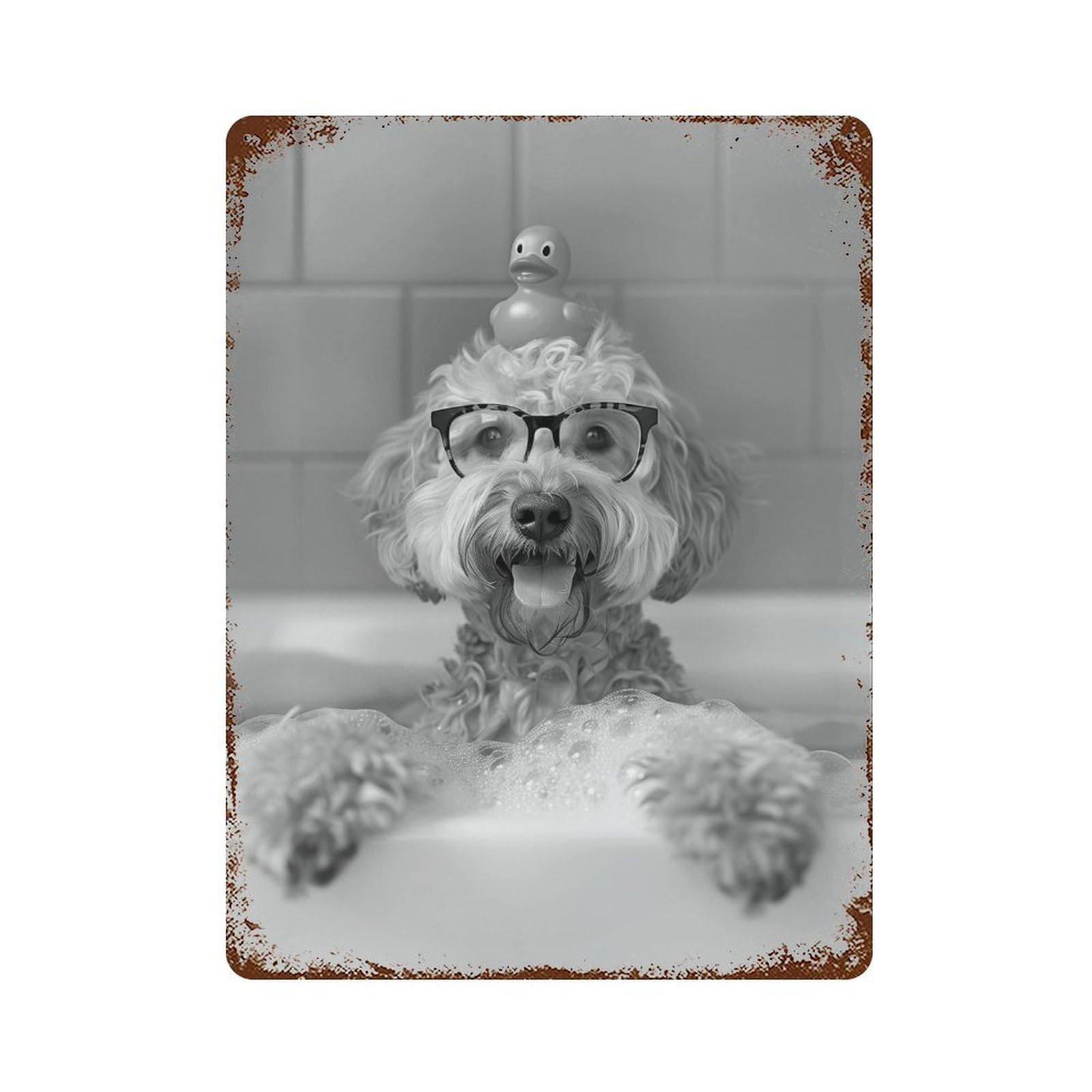 xiaoxiaoshen Cockapoo Bath Wall Art Wall Decor Art Metal Tin Poster Modern Home Decor Art Home Bar Shop Decorations Vintage Sign 40x30cm
