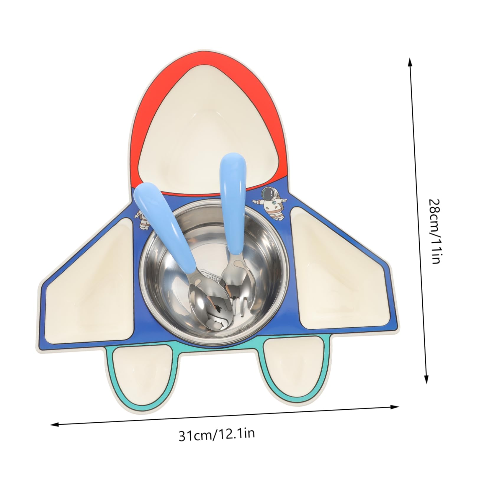 ifundom 1 Set Cartoon Airplane Divided Food Plate for Food Grade Serving Dish Easy to Clean Design for Home School Use