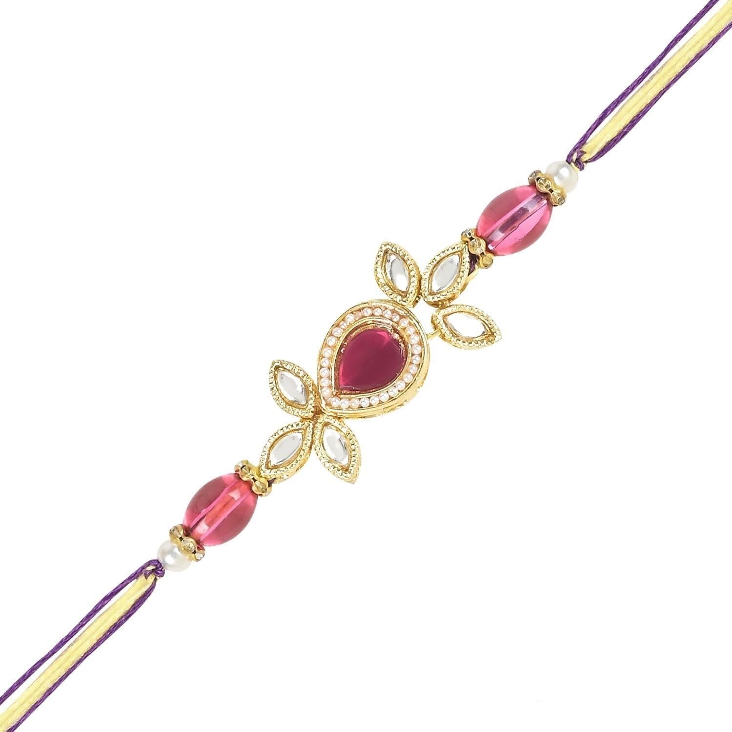 I Jewels Pearl & Kundan Designer Bhaiya Rakhi With Roli Chawal for Brother/Bro/Men with Rakshabandhan Card (R111Q) (B0CB4K9M9F) Amazon Price History, Amazon Price Tracker