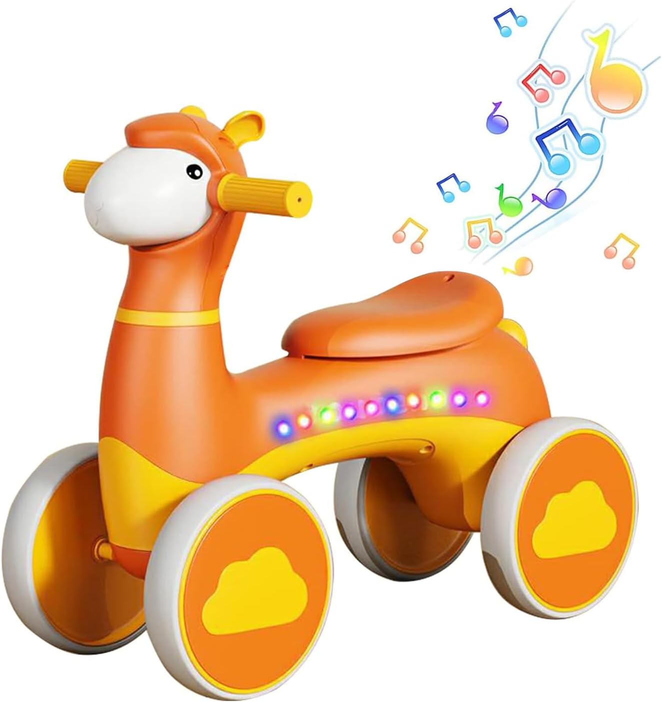 Baby Balance Bike Toys,10-36 Month Toddler Balance Bike with Music & Light,No Pedal 4 Silence Wheels & Soft Seat Pre-School First Riding Toys,Baby Bicycle for 1 2 3 Year Old Boy Gifts