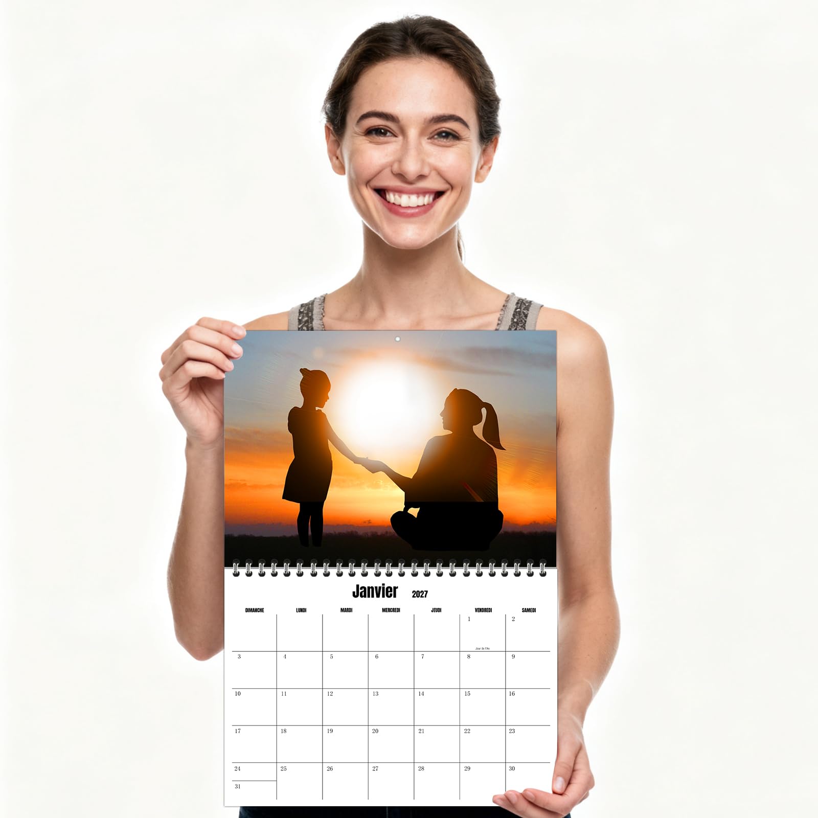 Calendrier mural personnalisé 2027 pour la maison et le bureau - Imprimez vos 13 souvenirs et créez votre propre calendrier personnalisés 2027 - Cadeau de Noël personnalisé