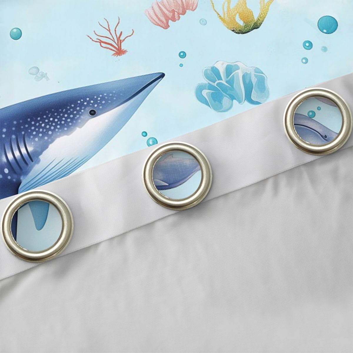 Homemissing Tende oscuranti oceano con squalo per camera da letto soggiorno decorazione vita marina oceano tonalità termoisolanti mare mondo sottomarino trattamenti per finestre, 2 pannelli larghezza