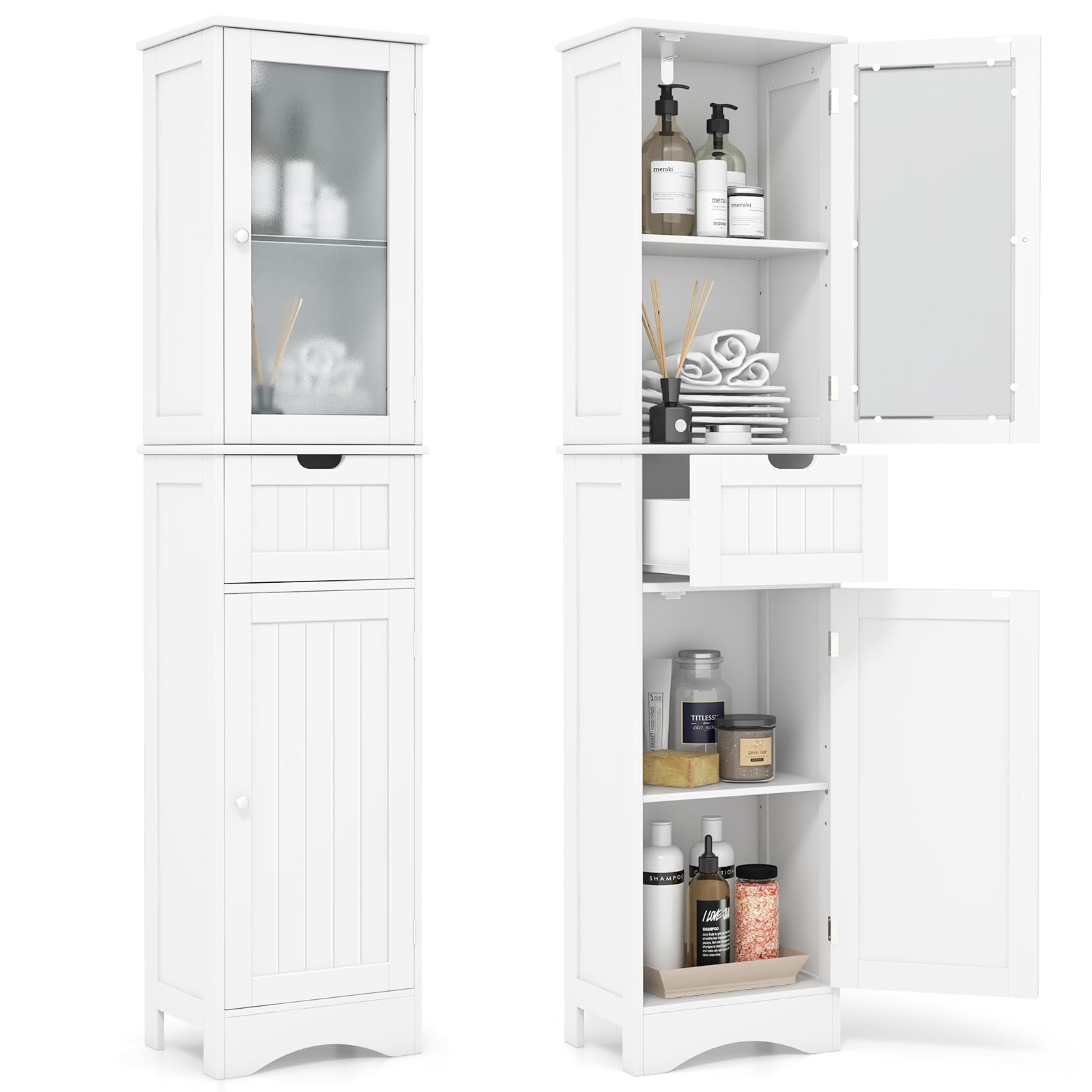 Tangkula 67 Glass-Door Cabinet