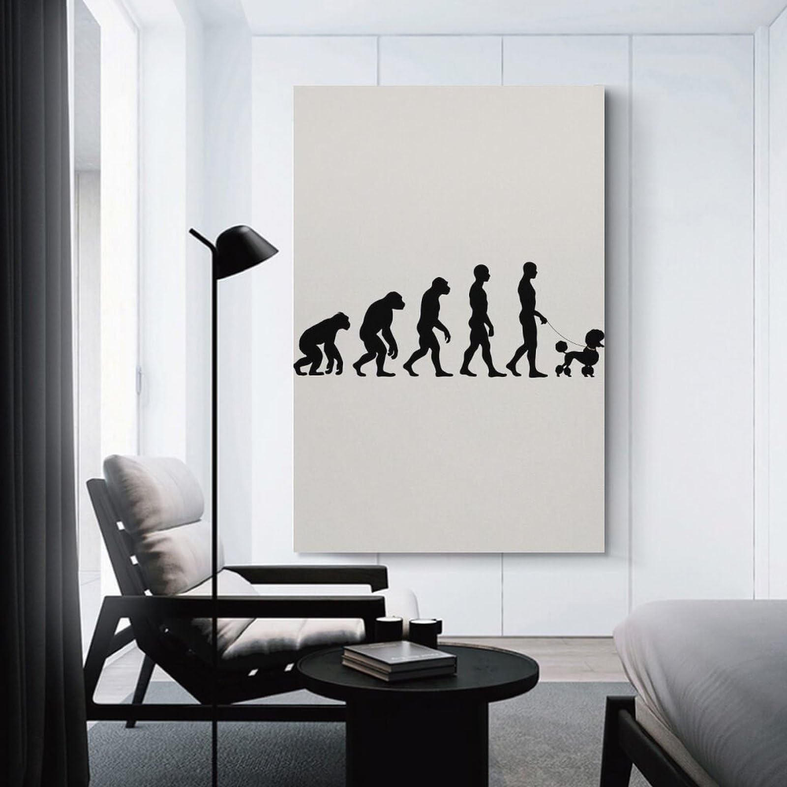 Junmoney Hanging Wall Art Evolution Poodle, 20x30inch(50x75cm), for Wall Displays, Bedrooms Or Room Updates, Wall Decor Suited to Curated Displays