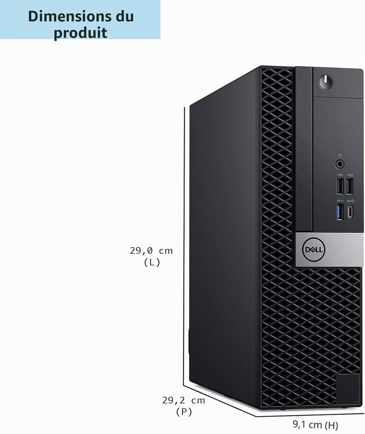 Dell Optiplex 7050 SFF Ordinateur de bureau Intel Core i5-7500, 8 Go de RAM, SSD 256 Go, WiFi, Bluetooth, clavier QWERTY américain, Windows 11 Pro (reconditionné)