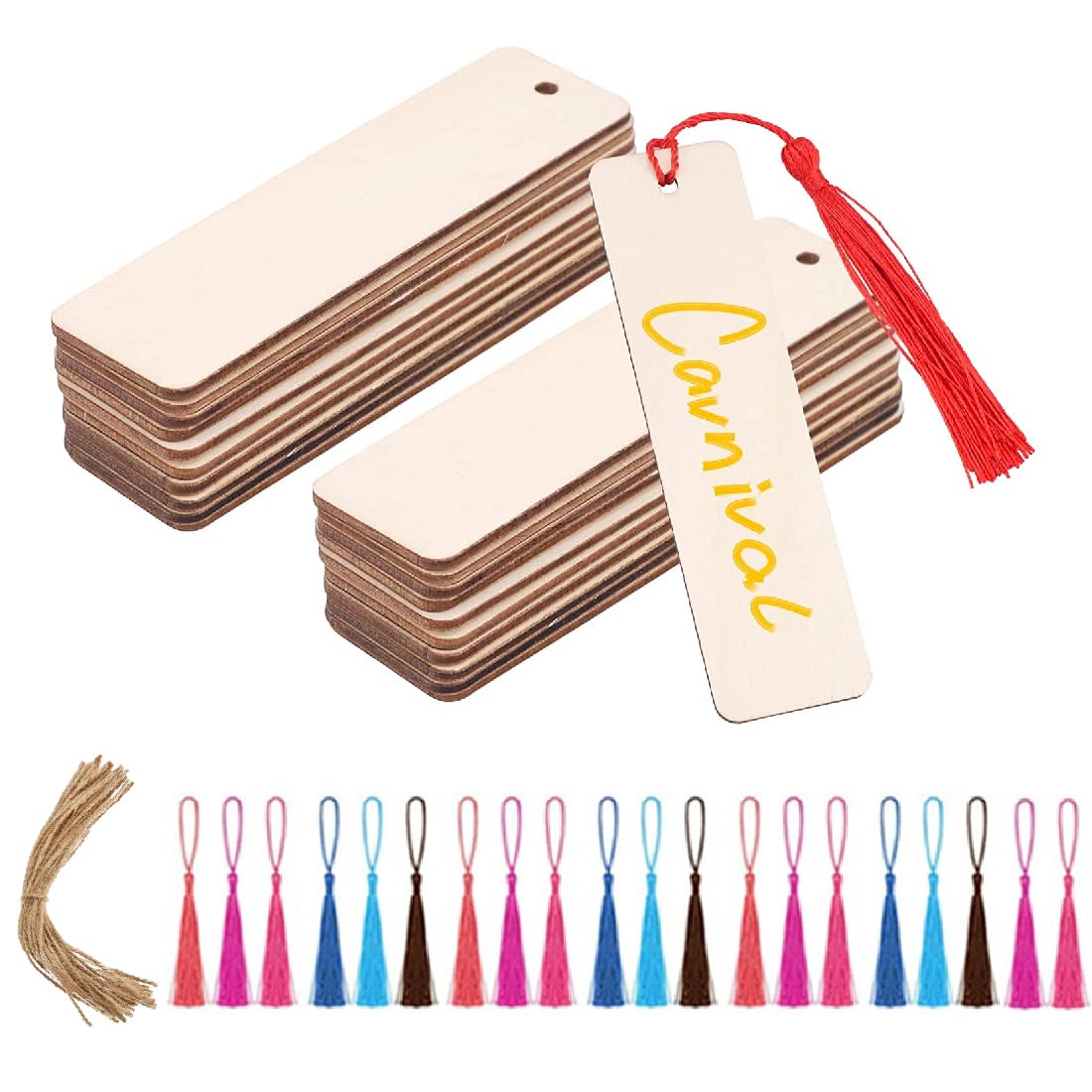 Tadipri Etiquetas Madera,Etiquetas,Etiquetas Carton,Marcapáginas de Madera,para Decoraciones de Libros de Bricolaje, Etiquetas de Regalo Hechas a Mano, 60 Piezas