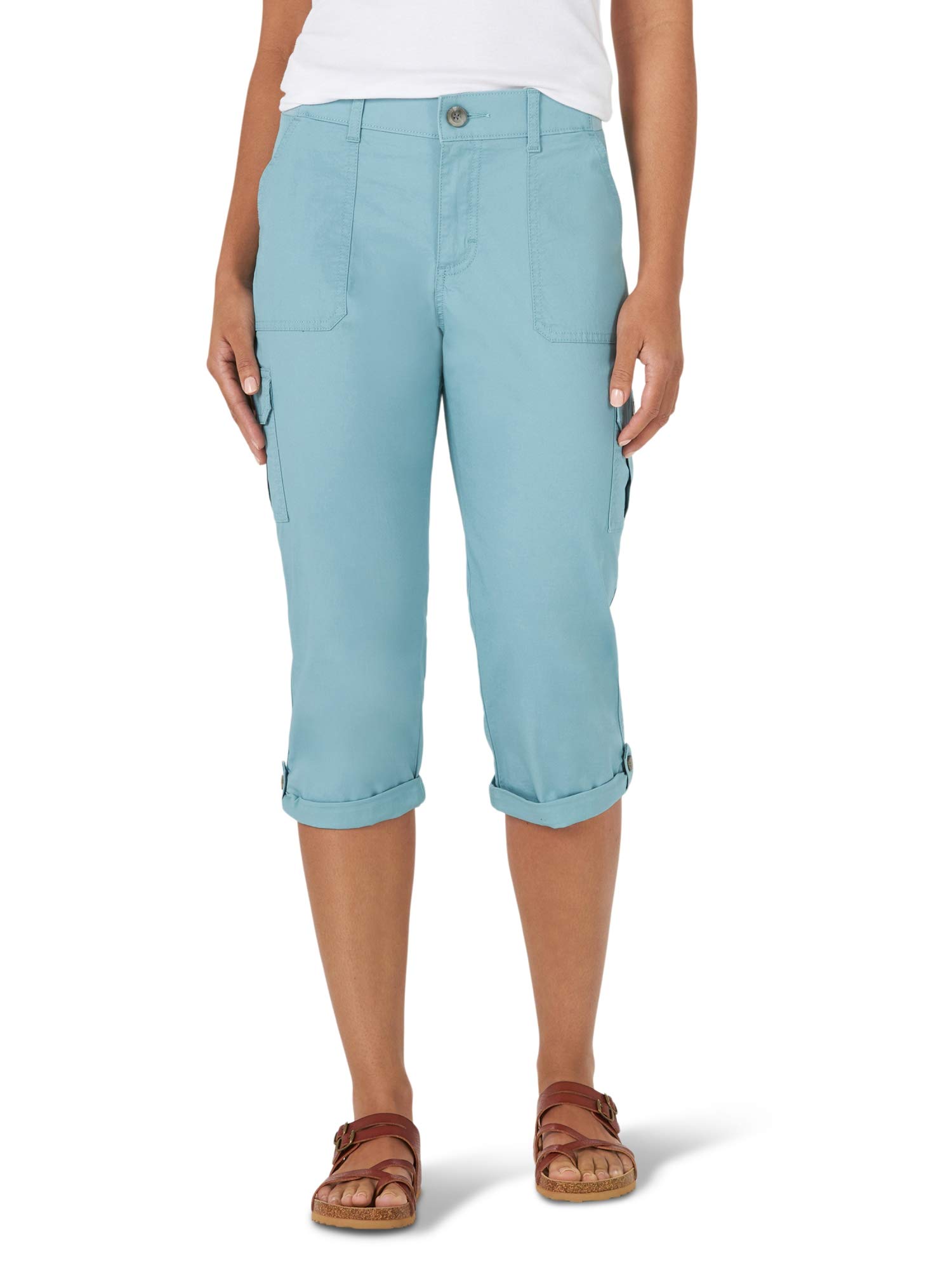 Lee Womens Flex-to-Go Mid Rise Cargo Capri Pant Kahuna 12