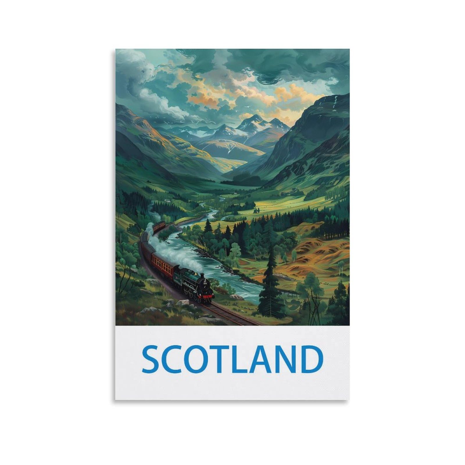 Zhilijing Unframe-Style Scotland Vintage Travel Poster 08X12inch(20X30cm) Decorative Painting Canvas Wall Posters And Art Picture Print Modern Family Bedroom Decor Posters