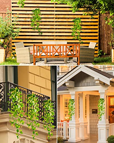 2 Packs Artificial Hanging Plants With Lights, 3.4 Feet Fake Hanging Plant With Basket, Ivy Vine Fake Leaves Led Copper Wire Lights For Cafe Wall Home Garden Porch Wedding Garland Outside Decoration #TOP5