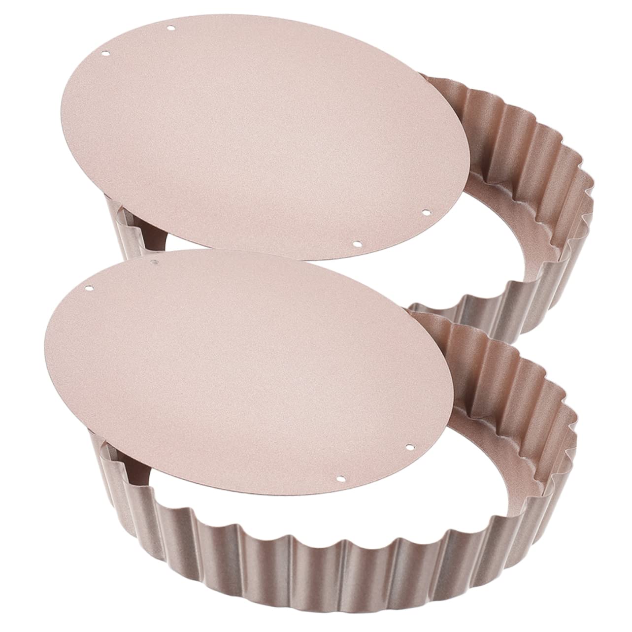 Garneck 2sets Heavy Duty Carbon Steel Tart Pans Non-stick Surface for Baking Pies Cakes and Quiches 2pcs*2