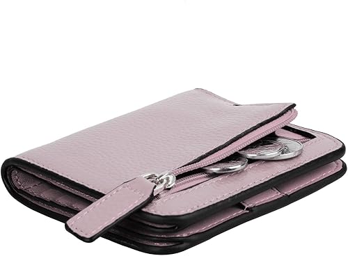 YALUXE Billeteras pequeñas de cuero genuino para mujer, monedero pequeño, monedero para efectivo, tarjetero con protección RFID, tamaño compacto y