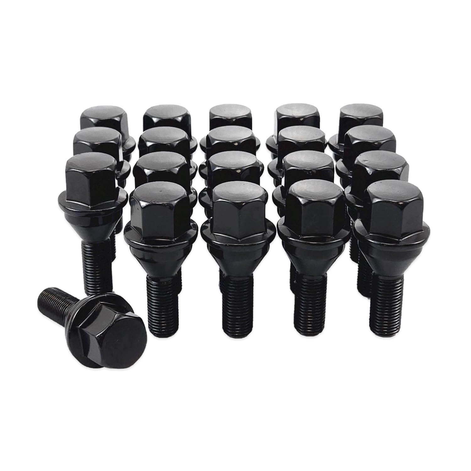 20 Pcs Upgrade 611-005 6511051AA Wheel Lug Bolts M12x1.25 19mm Hex Length 28mm Compatible with Je-ep Compass Cherokee Renegade?Black?