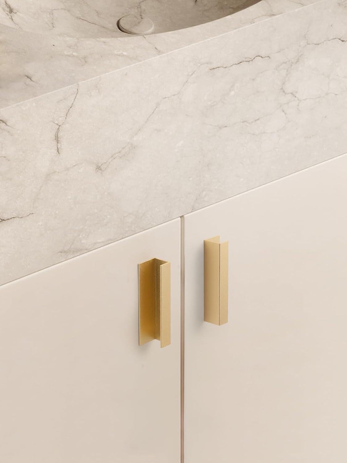 10 Pack Adhesive Handles Gold 5-1/2" Length(Cover 5" Hole Center) Finger Pulls Stick on Drawer Pulls Decorative Kitchen Dresser Cupboard Bathroom Vanity Cabinet Hardware