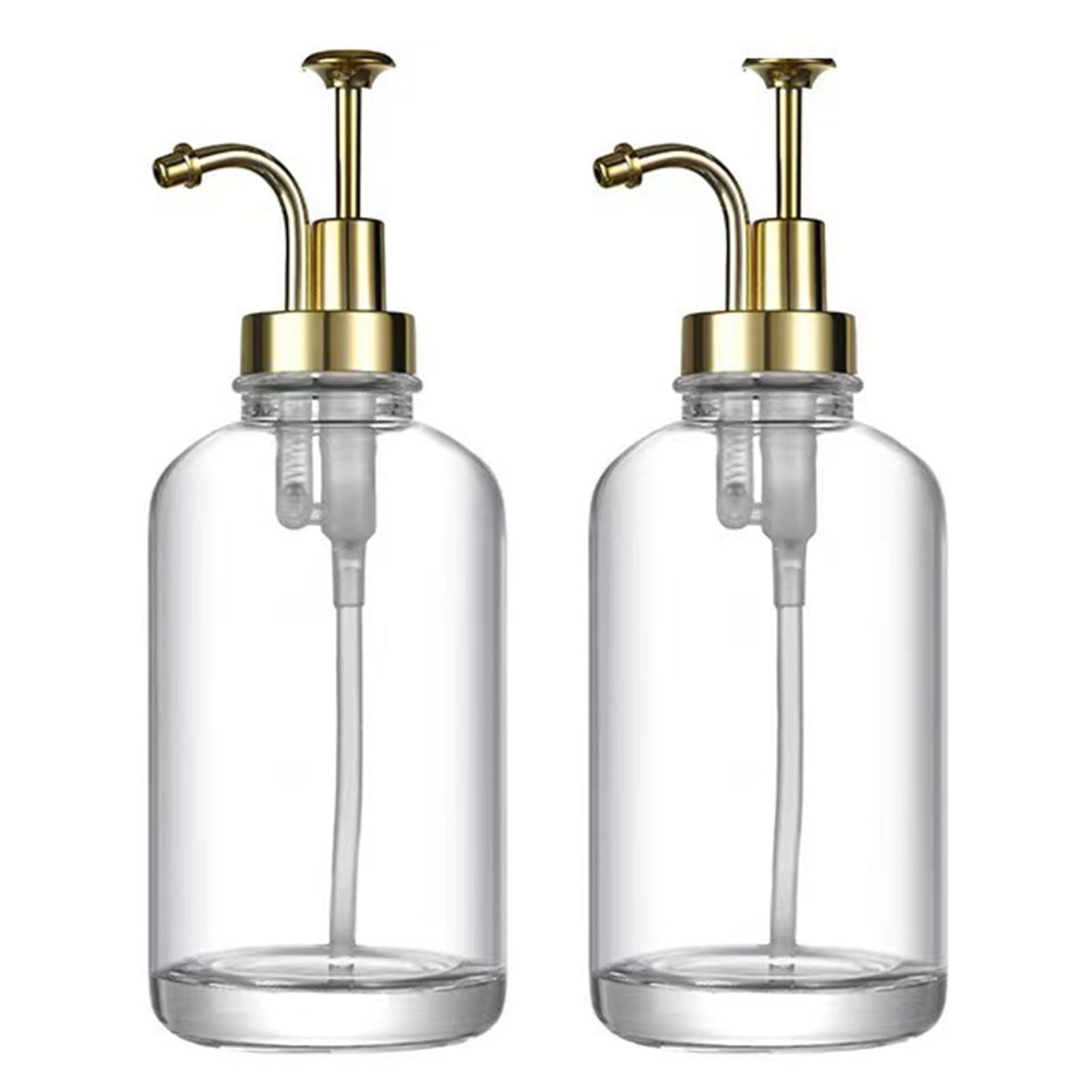 Distributeur de sirop de café Bouteille distributrice de Liquide 2 pièces 17 oz Bouteille de Pompe à sirop en Verre Transparent pour Accessoires de Bar à café Distributeur de shampoing D