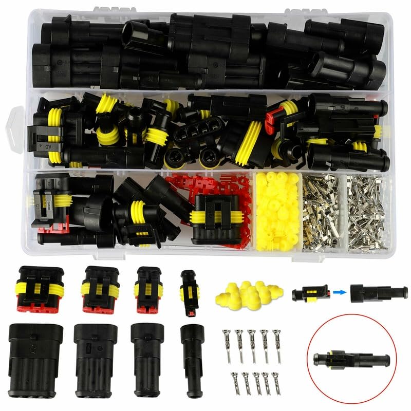 408Pcs 33Set Waterproof 1/2/3/4 Pin Car Auto Electrical Wire Connector Set Waterproof Connector Crimp Terminals VUQLDHAYZ