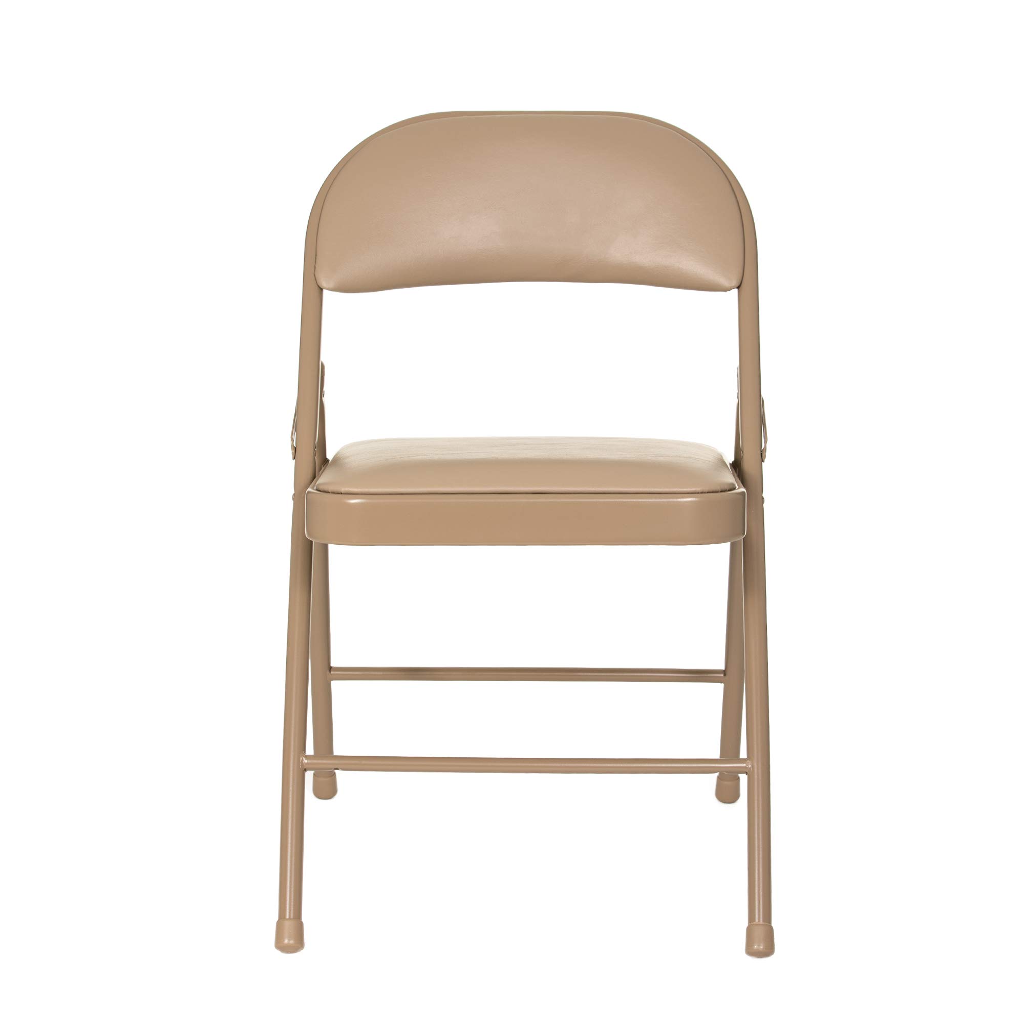 OEF Furnishings (4 Pack) Vinyl Padded Steel Folding Chairs, Beige