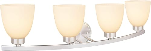 Miniatura 4 de Aspen Creative 62205-1, Lámpara de pared de metal con cuatro luces, 28-34 pulgadas de ancho, diseño de transición en níquel satinado, 4