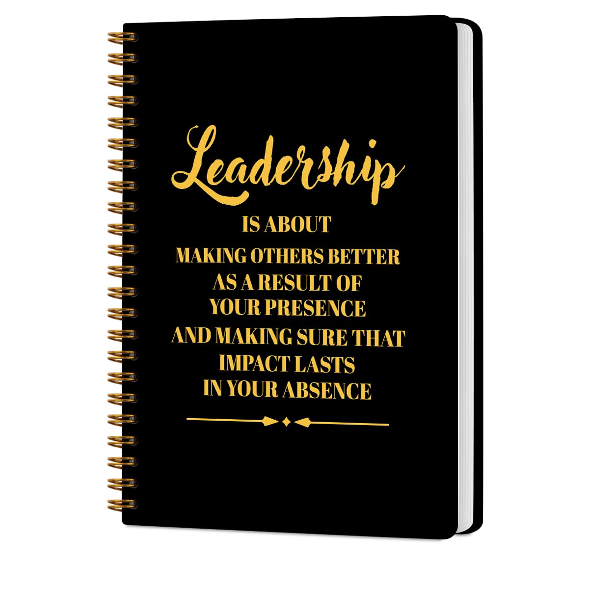Leadership Spiral Notebook, 160 Pages A5 Golden Lined Wide Ruled Spiral Notebook for Note Taking Meeting, Notebooks & Writing Pads, Leadership Gifts for Boss Manager, Notebooks for Work Office College