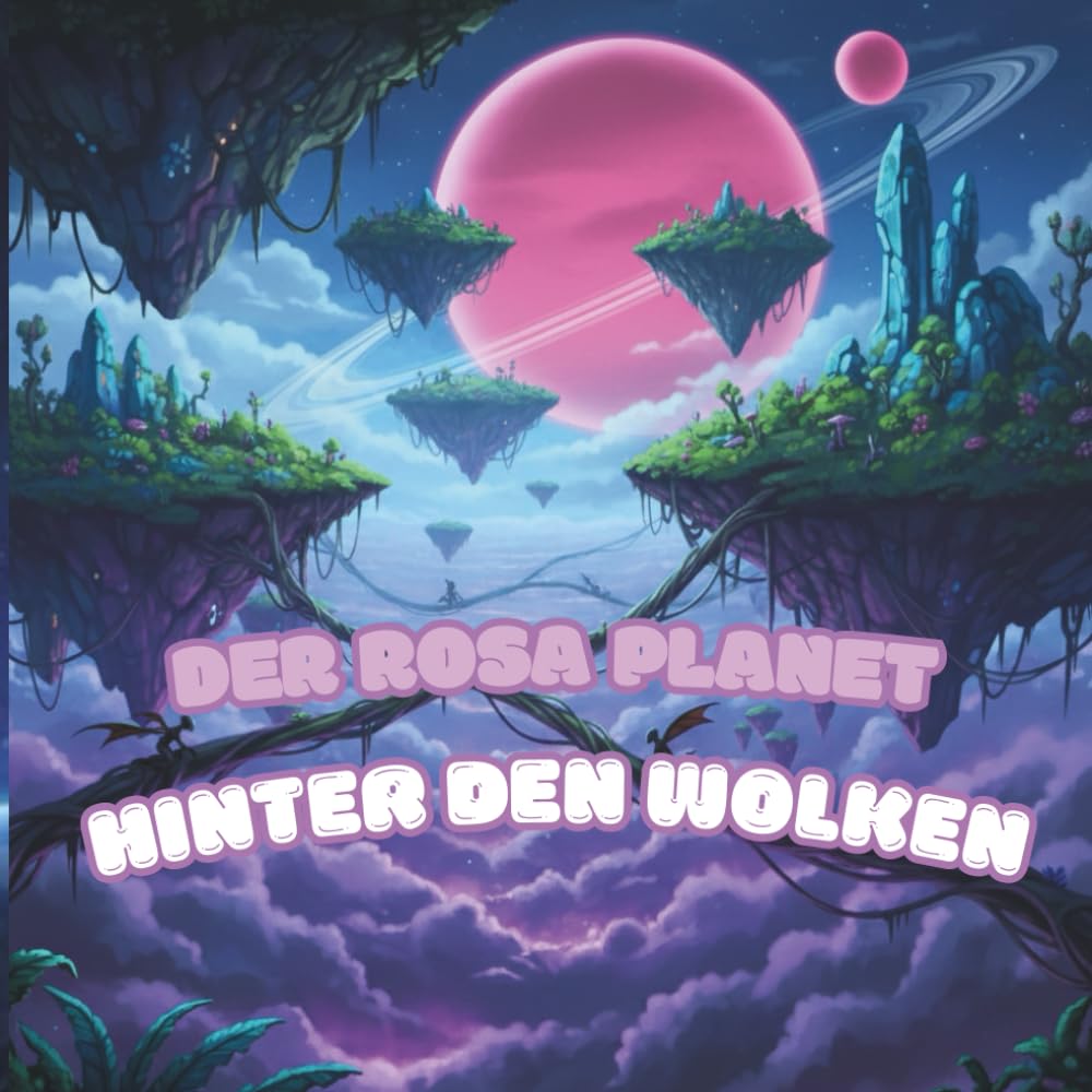 Der rosa Planet hinter den Wolken