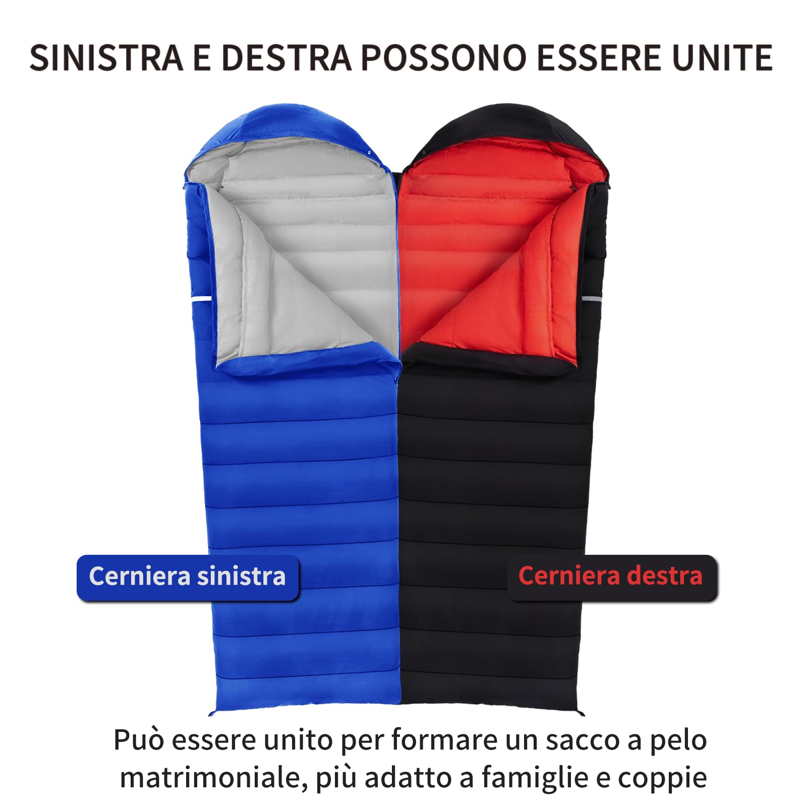 Sacco a pelo in piuma d'oca da 12 gradi, più leggero e caldo sacco a pelo invernale per campeggio, zaino in spalla ed escursionismo con piumino d'anatra da 600 FP 1200 g