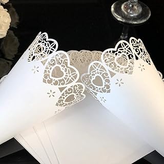 WOWOSS Cônes de Papier 100Pcs Cônes De Riz Pour Mariage 100Pcs Ruban Adhésif Double Face Décoration Baptême Fête Accessoire Cônes De Mariage De Riz