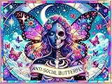 igoodom Diamond Art Kits for Adults, Sugar Skull Diamond Painting Kit, Full Drill Round Butterfly Diamond Art Kits, DIY Gem Art and Crafts for Home Wall Decor Gift 16x12inch