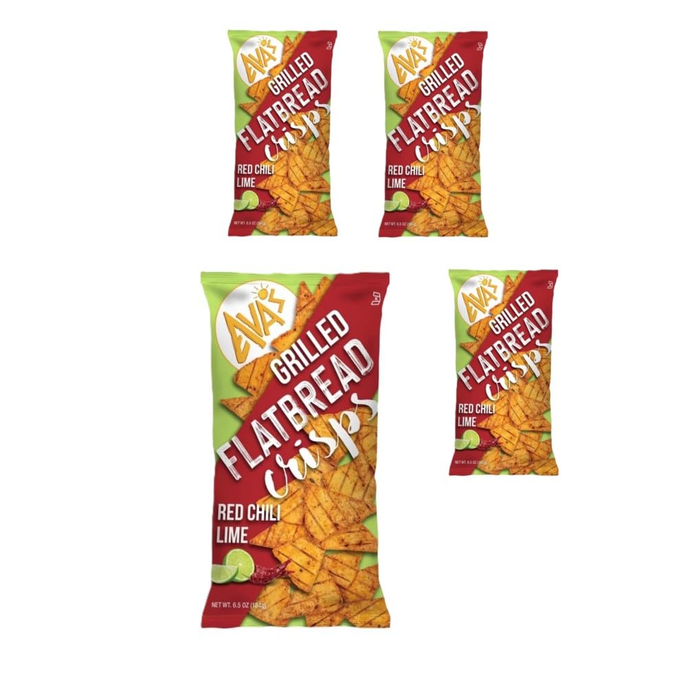 Ava's Red Chili Lime Flatbread Crisps, 6.5 oz, 4 Pack