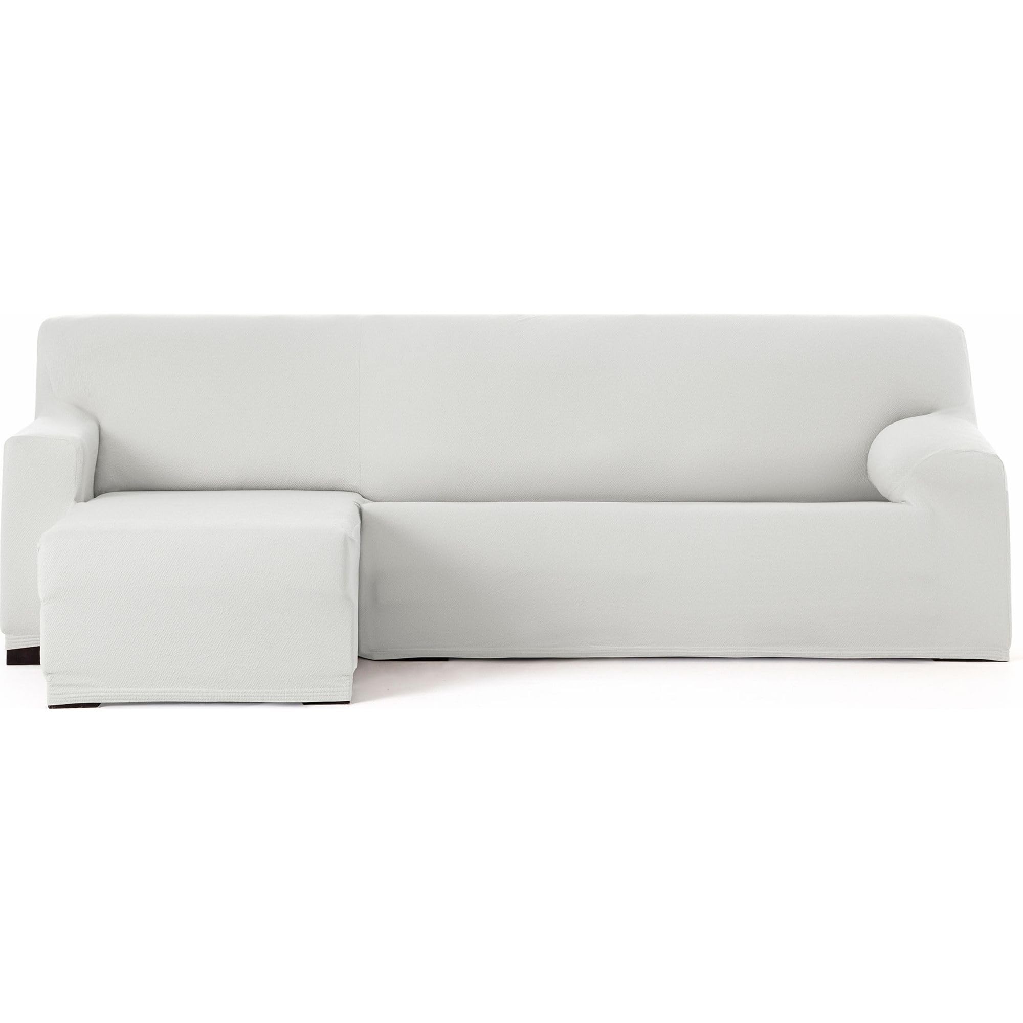 ECOMMERC3 Chaise longue Cover | Short Left Arm Bi-Elastic Breathable Sofa Cover – White Chaise Lounge Cover with Elastic and Foam Adjustment, Wear Protection
