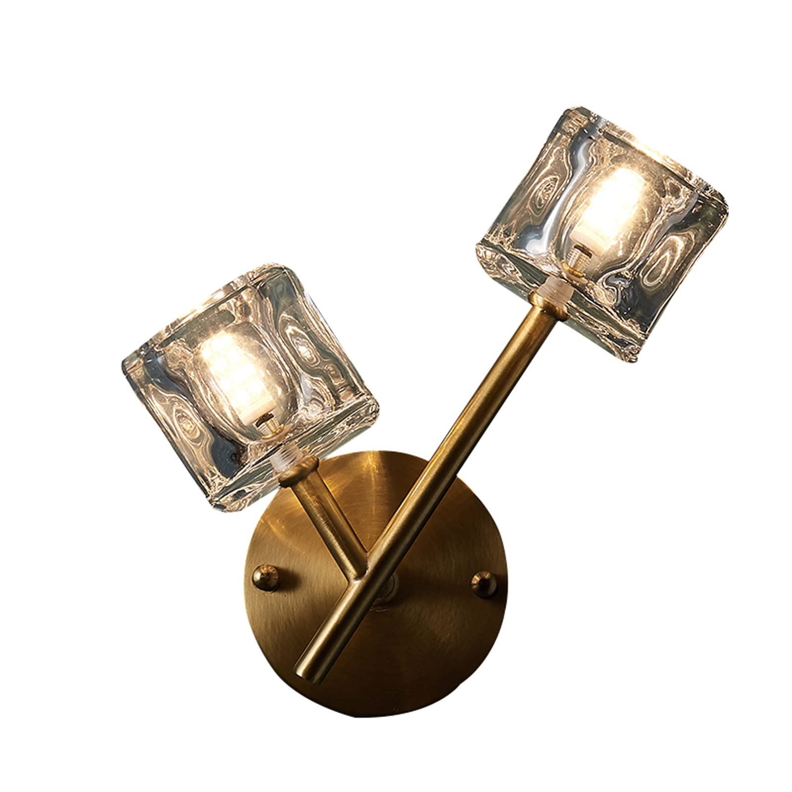 HXYSXHJUO Indoor Wall Lamp Simple American Retro Copper Light Luxury Crystal Decorative Living Room Background Bedroom Aisle Staircase Sconce (2 Lights)