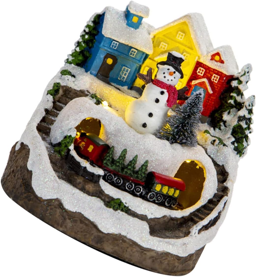 Cabilock Lighted Miniature Christmas House Figurine Snow House Decor 30th Anniv Present for Couples