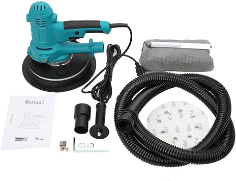 Variable Speed Handheld Electric Drywall Sander with Automatic Vacuum System, Dust Hose and Collection Bag, Drywall Sander Machine with LED Light, 6pcs Sanding Discs and 130 inch Power Cord