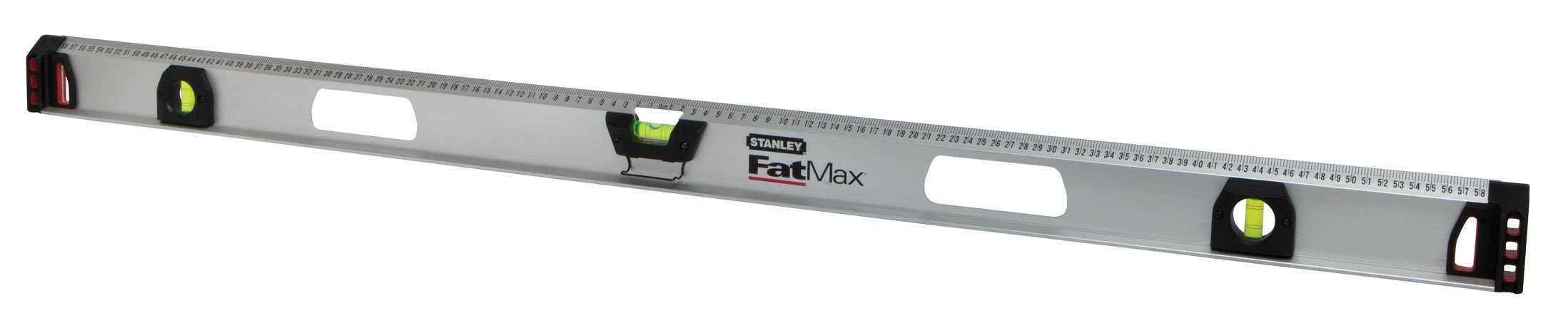 Stanley FatMax I-Profil Wasserwaage II (120 cm Länge, magnetisch, 2 vertikale Libellen/1 horizontale Libelle) 1-43-556, Schwarz,silber