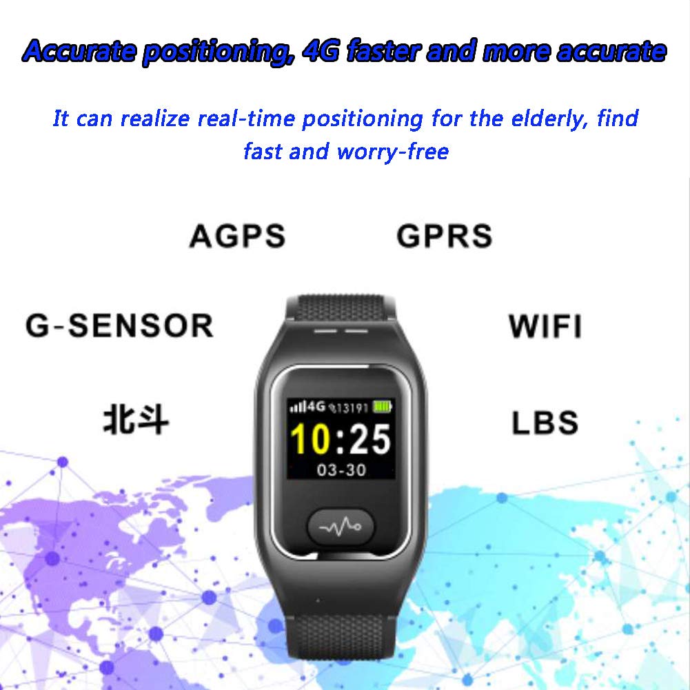 RSGK Zegarek lokalizujący GPS, dla osób starszych i dzieci, czujnik tętna, monitor fitness, wodoszczelność IP66, dwukierunkowe połączenia głosowe, pomoc w obsłudze SOS-EIN