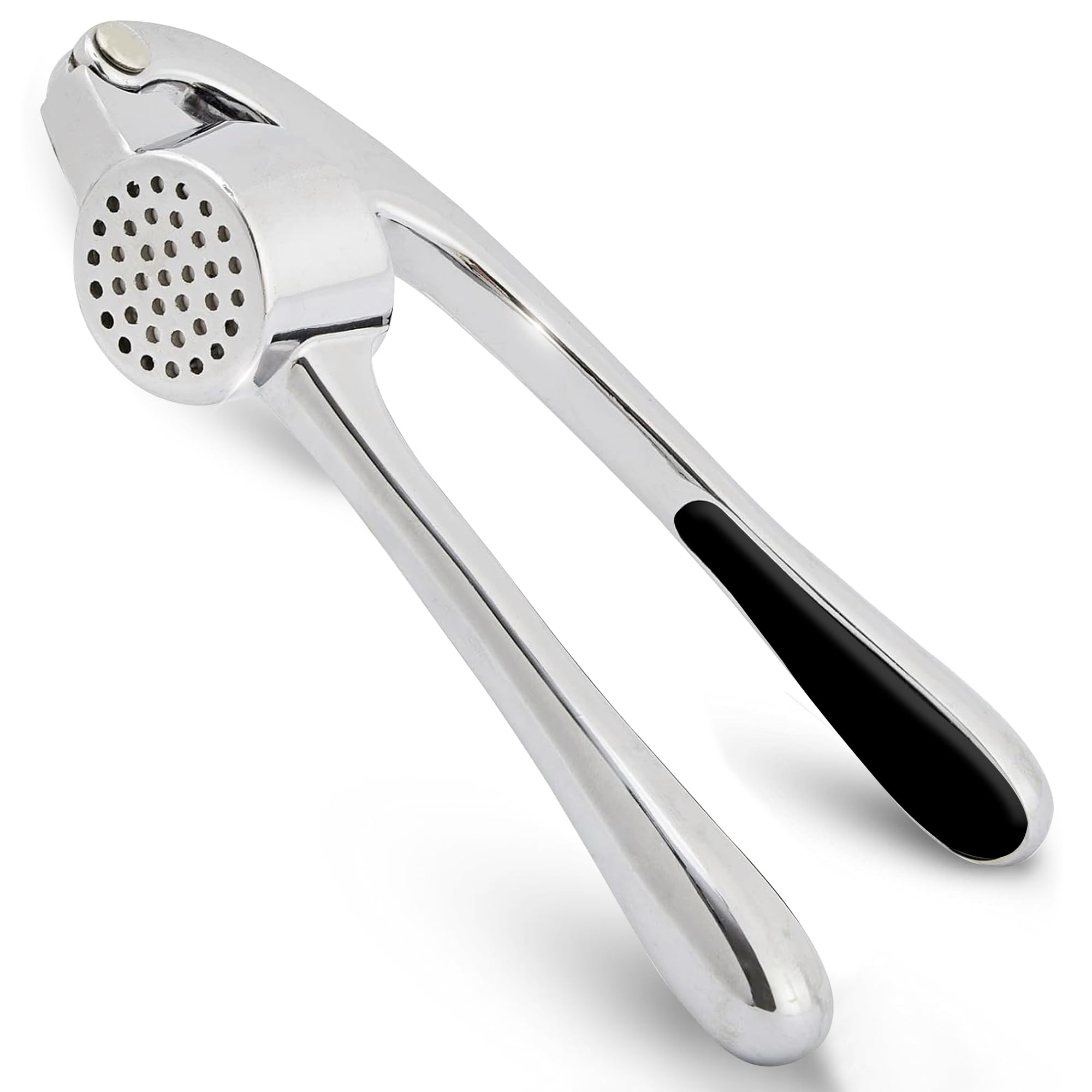 G4GADGET Heavy Duty Garlic Press Mincer Crusher – Premium Garlic Presser with Black Grip Handle, Easy Squeeze, Rust-Proof, Kitchen Gadget