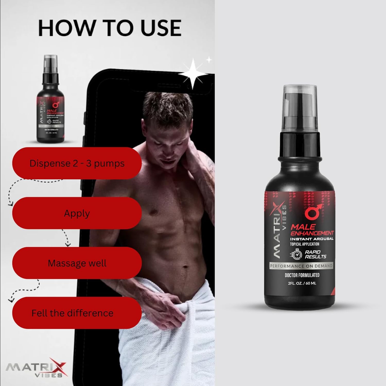 Male Enhancement Instant Arousal Serum - Doctor-Formulated Topical for Immediate Results 60 ml