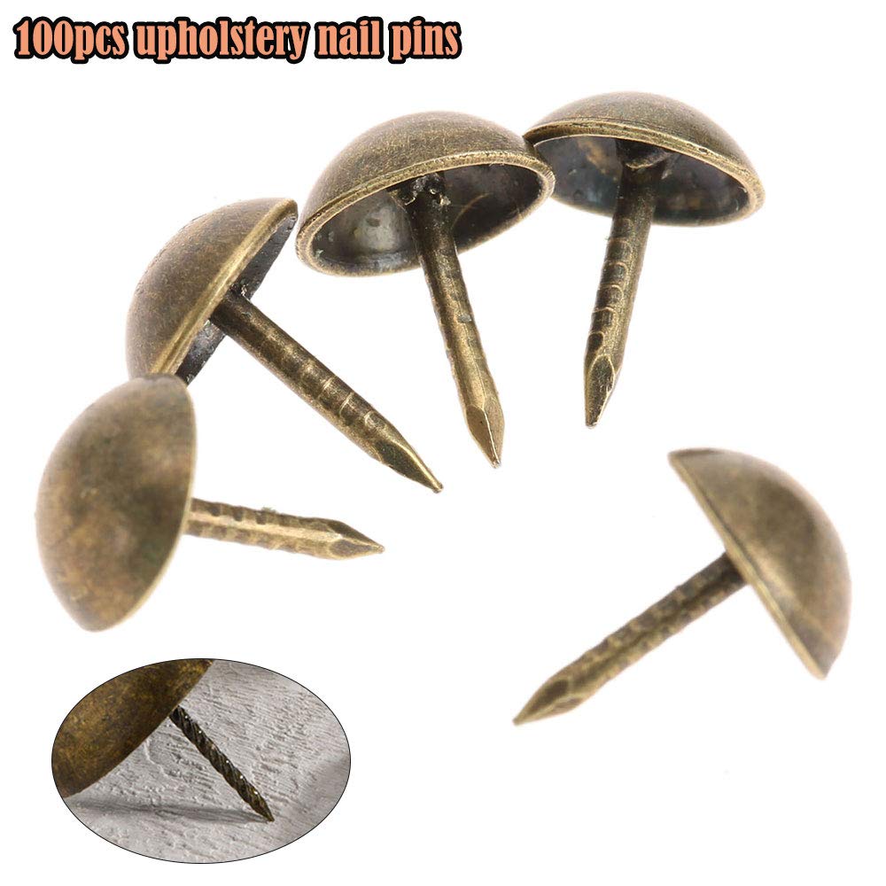 Akozon 100pcs Attaches Vintage Tapisserie D'ameublement Nails Bronze Métal Tags Meubles Canapé Porte De Chaussure Décoratif Tack Stud(16 * 15mm