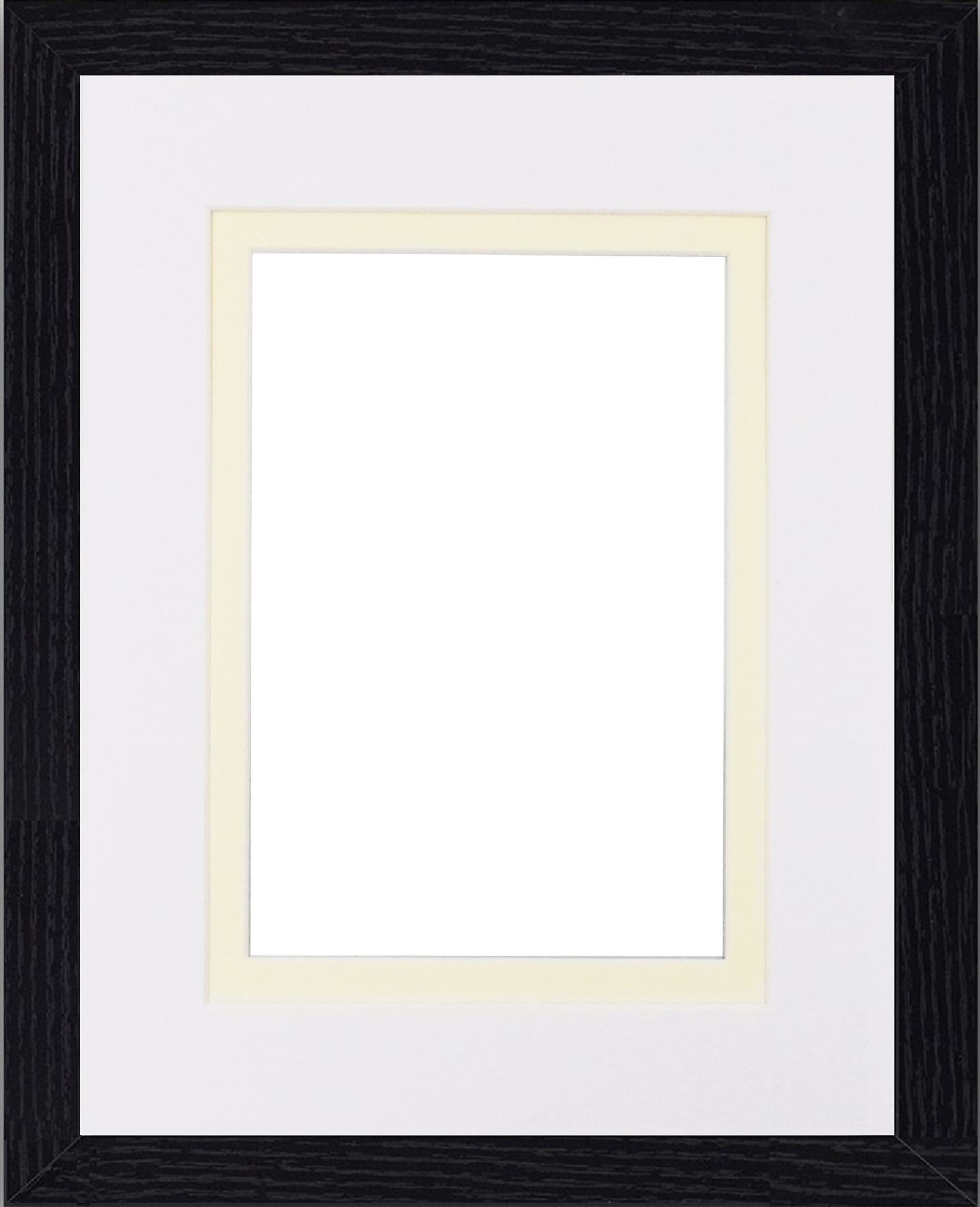 FRAME EAZY Black Double Mount Photo Frame Picture Poster Certificate Frames With Perspex Sheet- White On Ivory Mount- 70x50cm For 60x40cm pictures