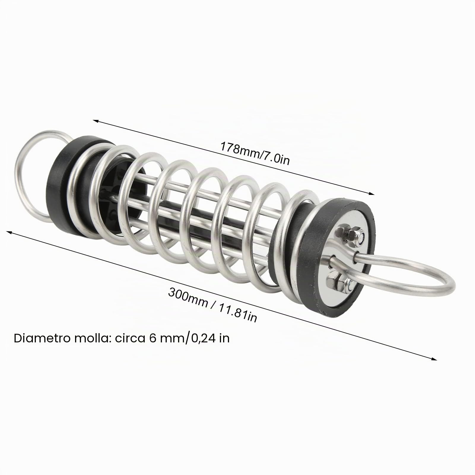 Molle di Ormeggio per Barche 6x300mm, Molle di Ormeggio per Linea di Ormeggio in Acciaio Inossidabile 304, Linea di Ormeggio per Barca, Ammortizzatore a Molla