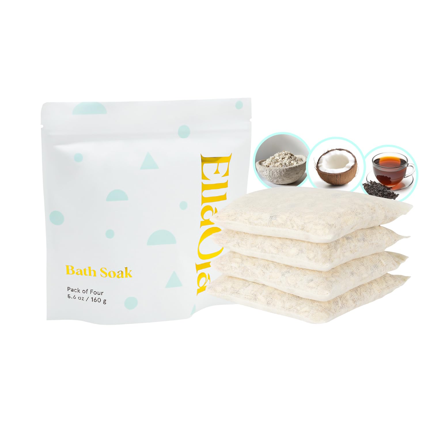 ELLAOLA Oatmeal Bath Soak for Babies Kids & Adults - Baby Bath Tea Soaks Made with Prebiotics to Relieve Dry, Itchy, Eczema Prone Skin While Gently Cleansing, Fragrance Free I 4 Bath Tea Soaks
