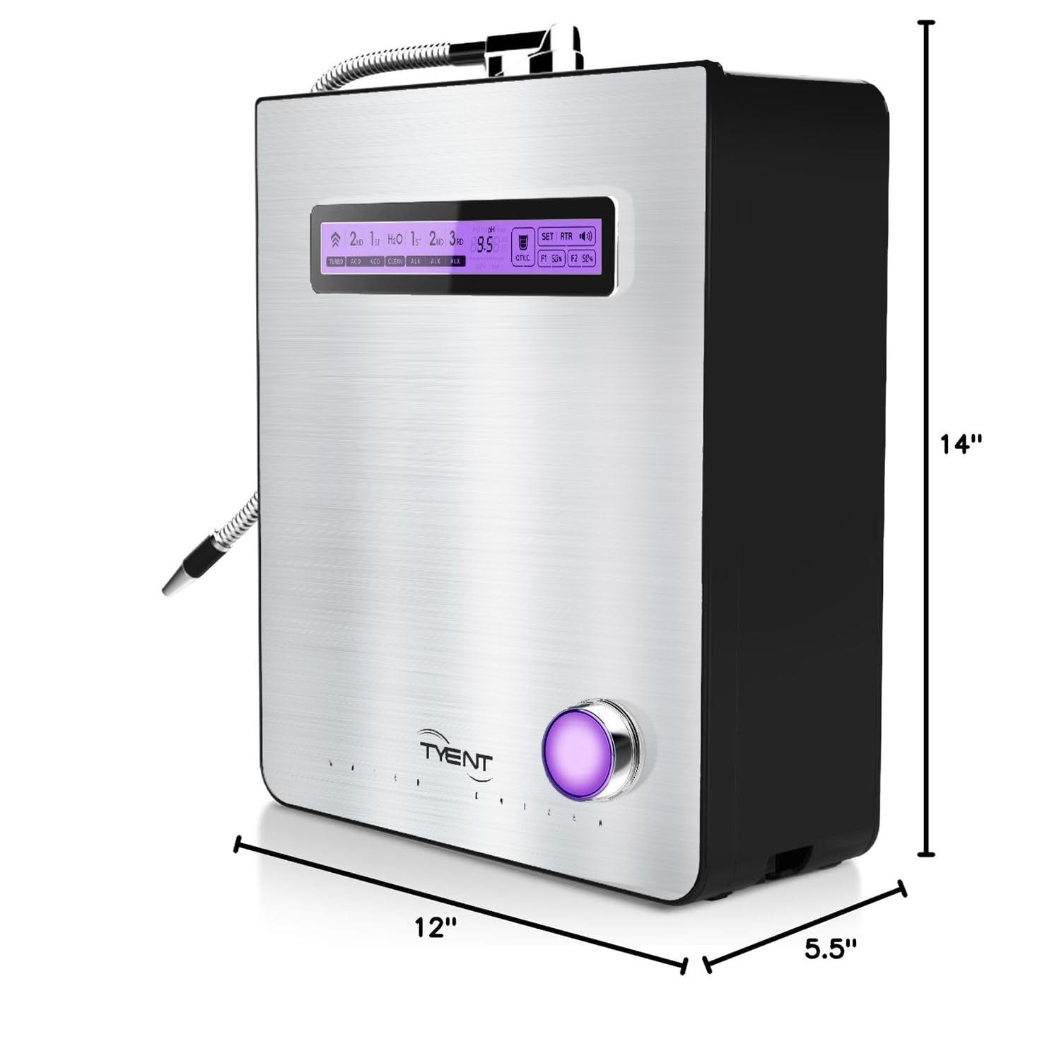 Tyent Edge 9 Turbo Water Ionizer - Dual Filtration System-Hydrogen Enhanced Water Purification - Adjustable pH Settings with Turbo Mode - Touchscreen Interface & Auto-Flow Stop - Advanced Filtration