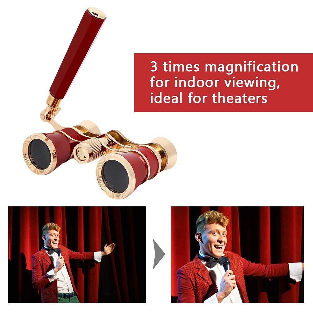 143 Operngläser/Ferngläser, 3 X 25 Theatergläser -Fernglas für Frauen Mädchen Kinder für Theater Pferderennen Klassische Dame (BAK-7 Prisma)(rot)