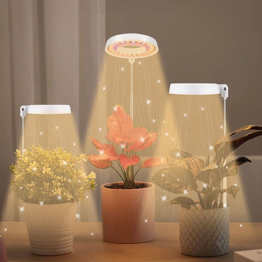 Andy's Orchids Luz LED de crecimiento, altura ajustable, espectro completo, 360 lúmenes, 40 cuentas LED, alimentación por USB, blanco, acrílico y metal, diseño moderno, uso en interiores