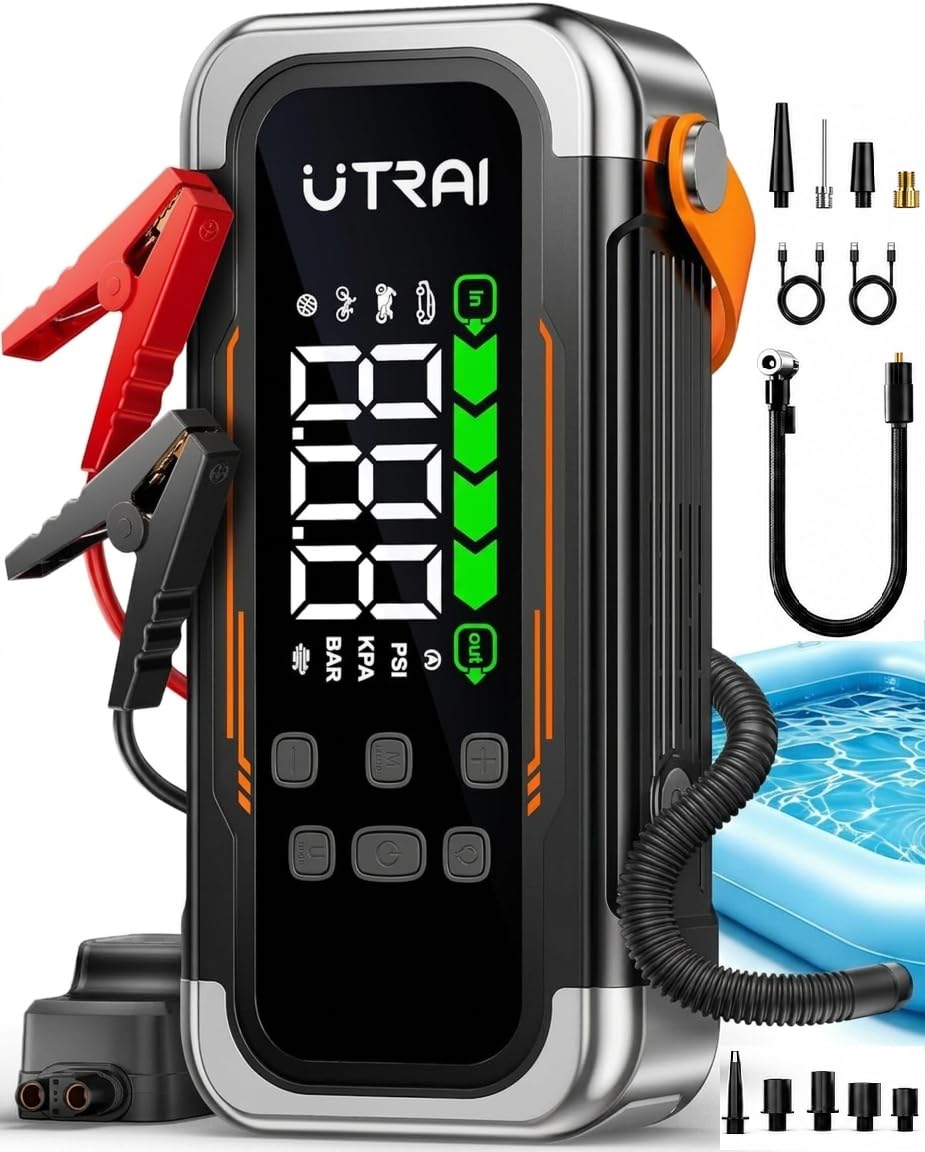 UTRAI Jump Starter with Air Compressor, 6000A Peak Battery J