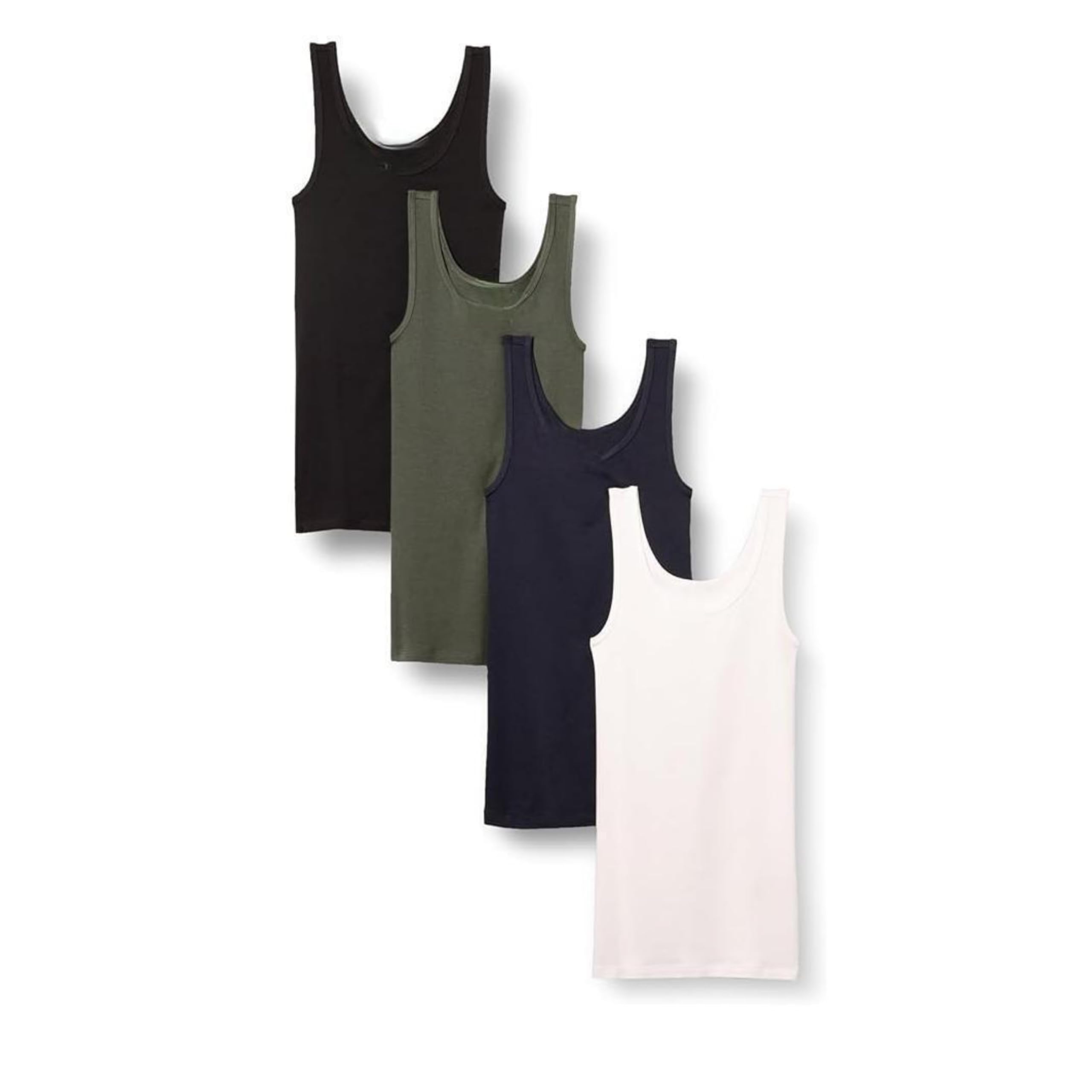 Basic Tank Tops for Women, Pack of 4, Black Navy Olive White, Cotton Sleeveless Vest-picture-15