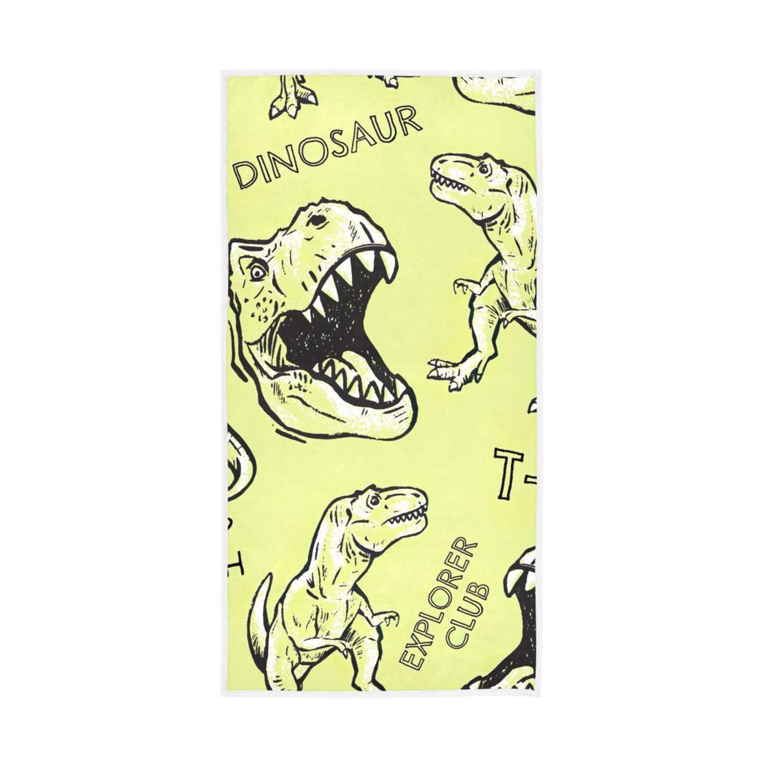 HUYGD Dino Finger Towels, 15 x 30 Inches Decorative Hand Towel Spa Towels for Bathroom, Fun Bathroom Hand Towels