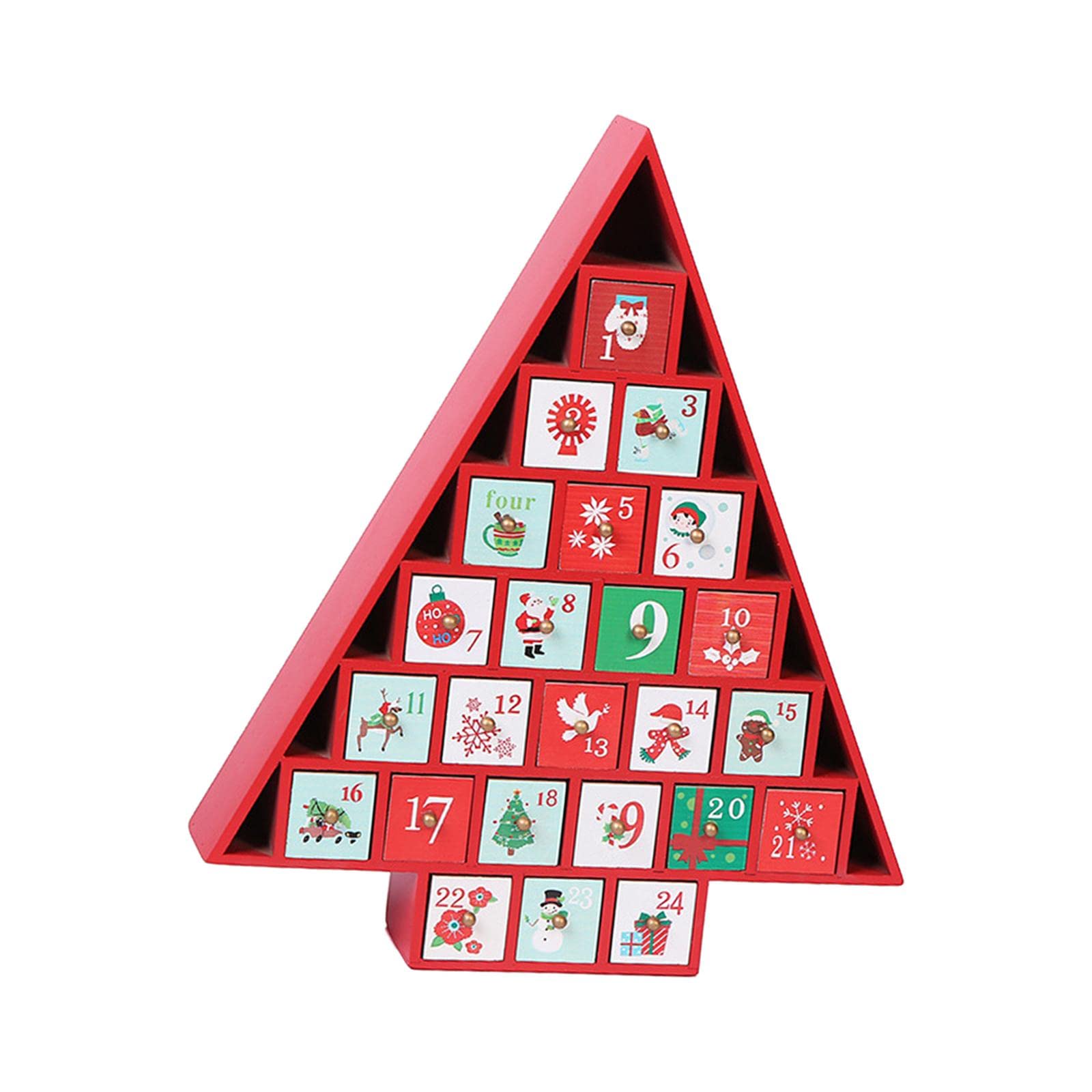 Adventskalender aus Holz, befüllbar, 24 Tage Adventskalender für Tisch, Zuhause, Weihnachtsdekoration, Foto-Requisiten