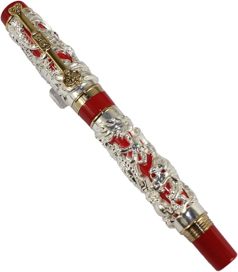 Gullor Collectible Luxury Rollerball pen Dragon and Phoenix Red and silver pen