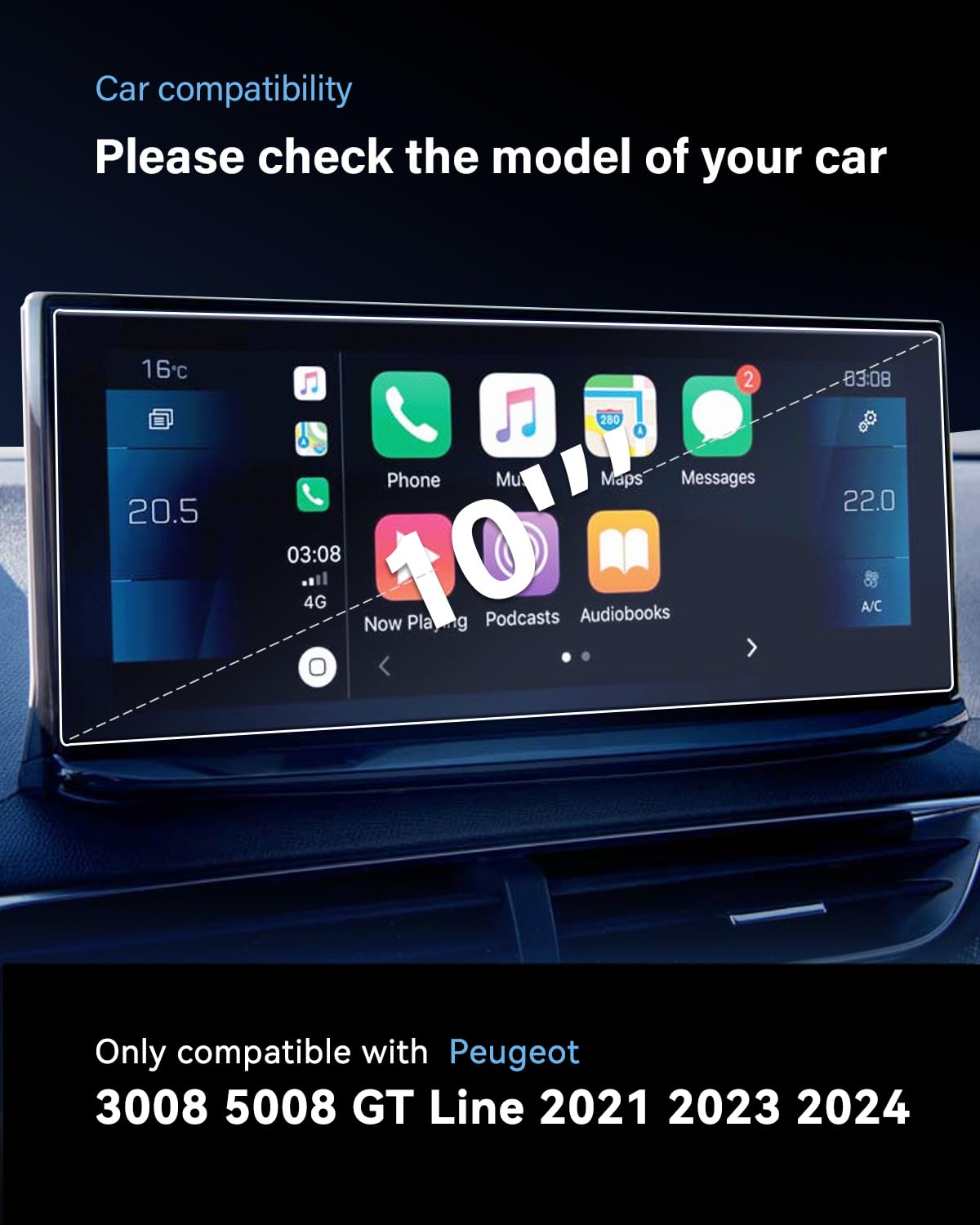 Protector de pantalla de cristal templado para Peugeo-t 3008 5008 GT Line 2021 2022-2024, protector de pantalla de cristal templado para Peugeo-t 5008, accesorio compatible con 9H resistente a — view 8